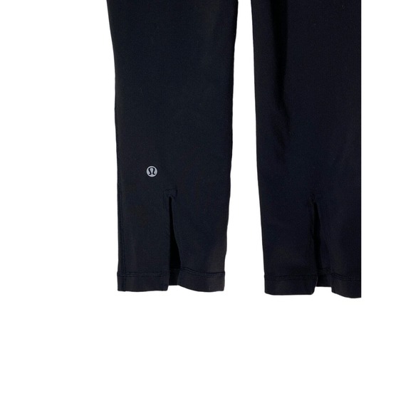 Lululemon Wunder Under Crop Leggings Size 2 Skinny Black Pink Striped Band - Picture 4 of 9